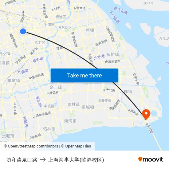 协和路泉口路 to 上海海事大学(临港校区) map