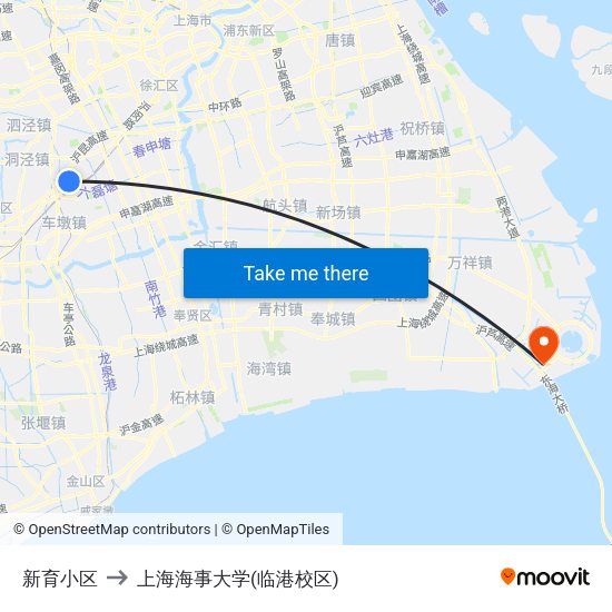 新育小区 to 上海海事大学(临港校区) map