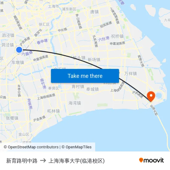 新育路明中路 to 上海海事大学(临港校区) map