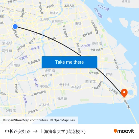 申长路兴虹路 to 上海海事大学(临港校区) map