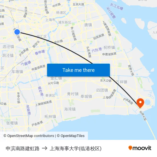 申滨南路建虹路 to 上海海事大学(临港校区) map