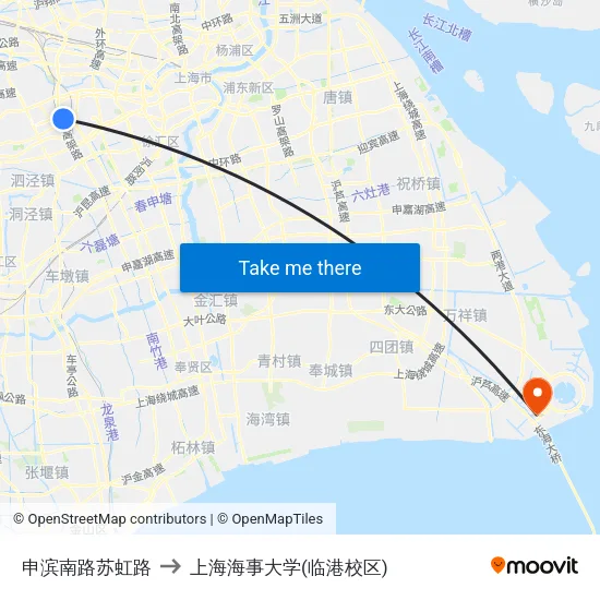 申滨南路苏虹路 to 上海海事大学(临港校区) map