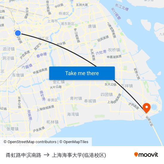 甬虹路申滨南路 to 上海海事大学(临港校区) map