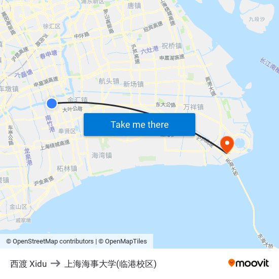 西渡 Xidu to 上海海事大学(临港校区) map