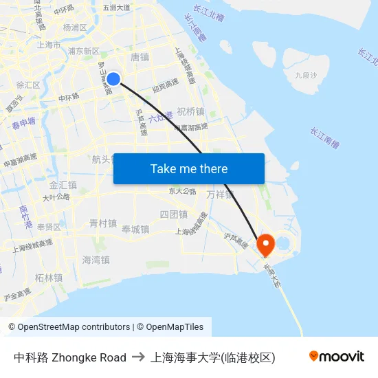 中科路 Zhongke Road to 上海海事大学(临港校区) map