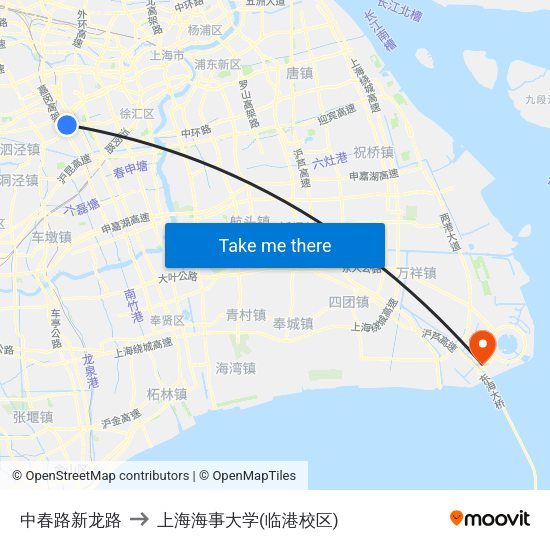 中春路新龙路 to 上海海事大学(临港校区) map