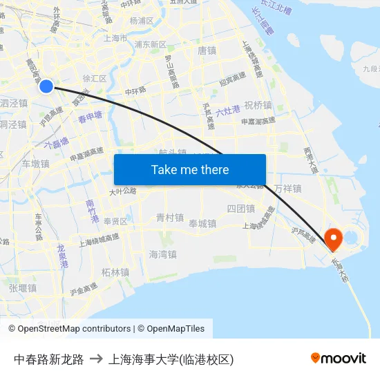 中春路新龙路 to 上海海事大学(临港校区) map
