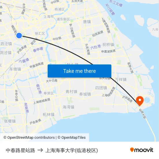 中春路星站路 to 上海海事大学(临港校区) map