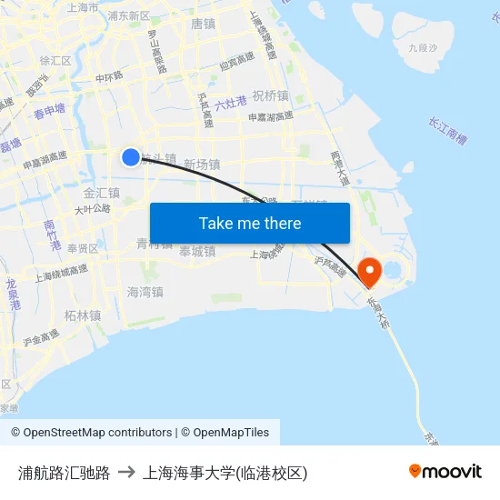 浦航路汇驰路 to 上海海事大学(临港校区) map