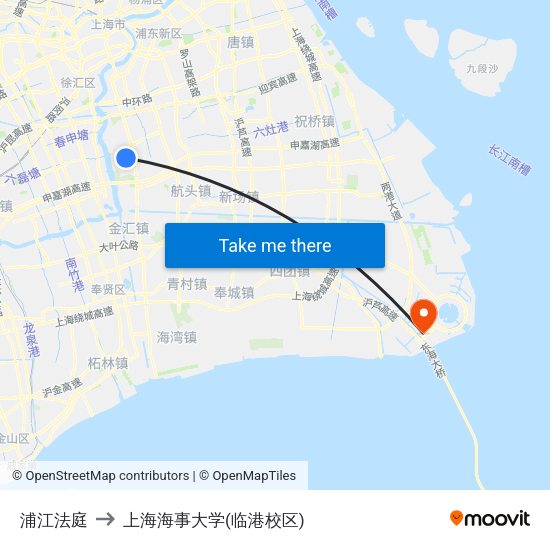 浦江法庭 to 上海海事大学(临港校区) map
