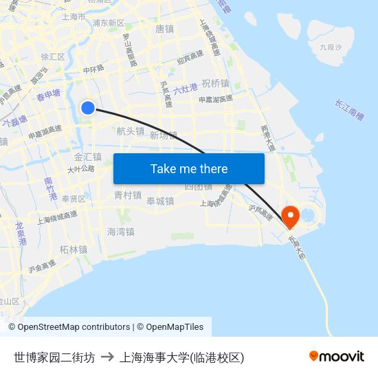 世博家园二街坊 to 上海海事大学(临港校区) map
