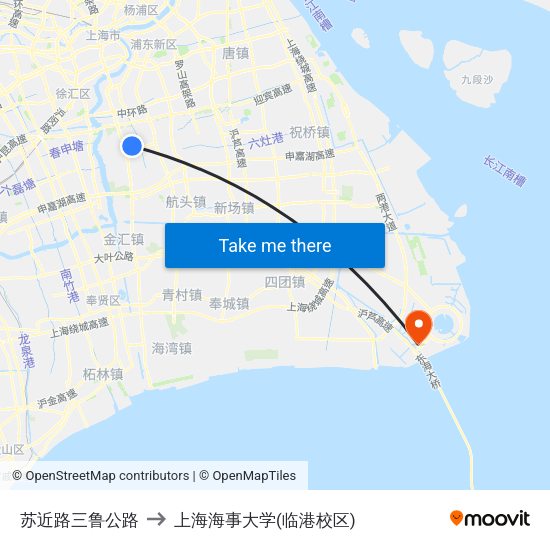 苏近路三鲁公路 to 上海海事大学(临港校区) map