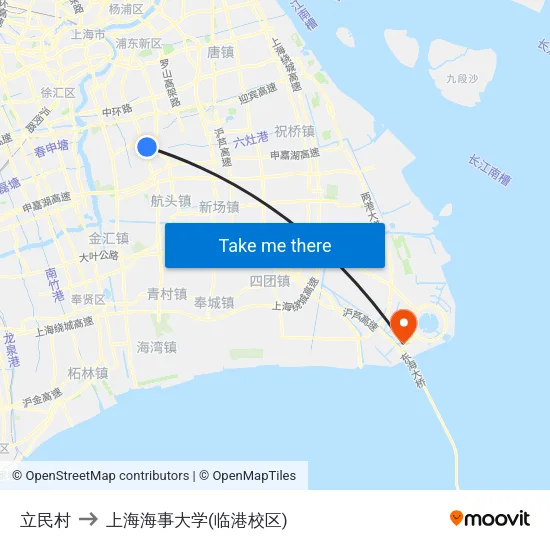 立民村 to 上海海事大学(临港校区) map