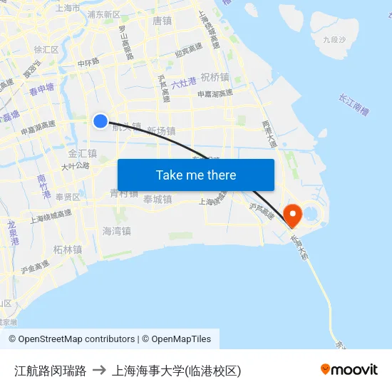 江航路闵瑞路 to 上海海事大学(临港校区) map