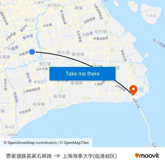 曹家塘路莫家石桥路 to 上海海事大学(临港校区) map
