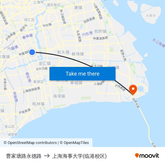 曹家塘路永德路 to 上海海事大学(临港校区) map
