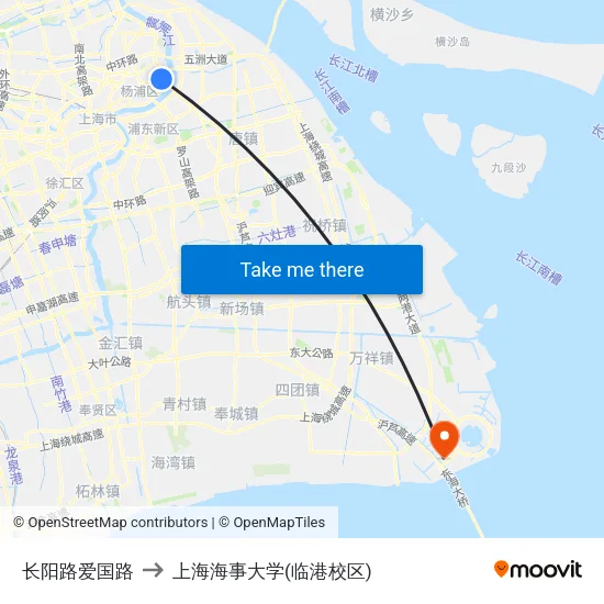 长阳路爱国路 to 上海海事大学(临港校区) map