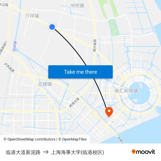 临港大道新泥路 to 上海海事大学(临港校区) map