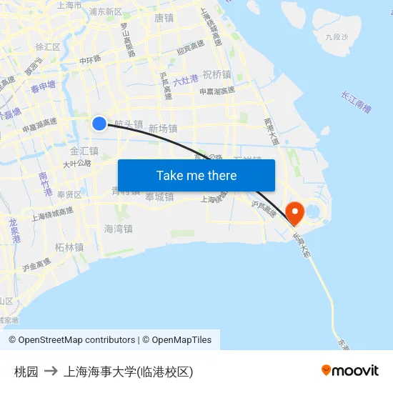桃园 to 上海海事大学(临港校区) map