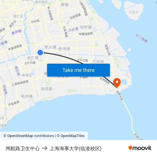 闸航路卫生中心 to 上海海事大学(临港校区) map