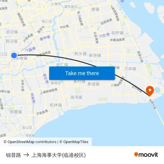 锦昔路 to 上海海事大学(临港校区) map