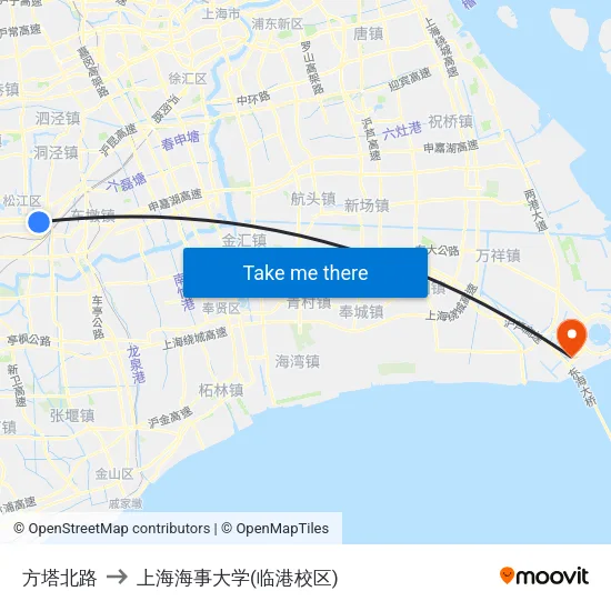 方塔北路 to 上海海事大学(临港校区) map