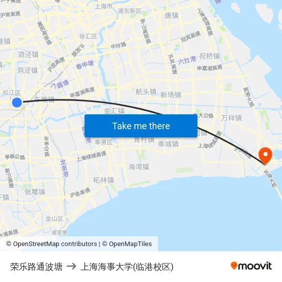 荣乐路通波塘 to 上海海事大学(临港校区) map