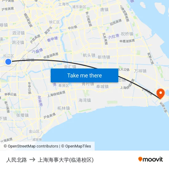 人民北路 to 上海海事大学(临港校区) map