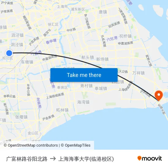 广富林路谷阳北路 to 上海海事大学(临港校区) map
