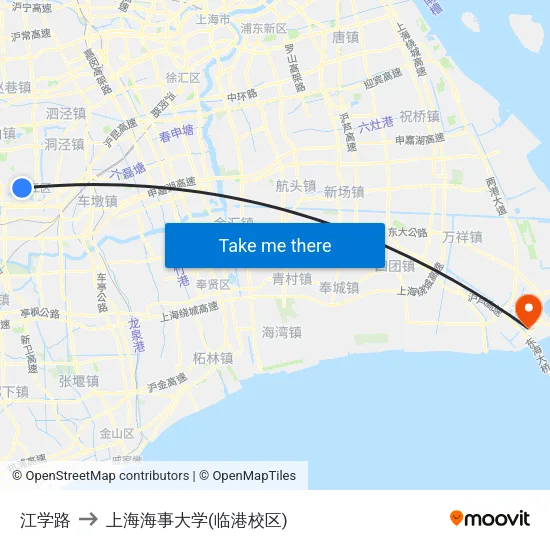 江学路 to 上海海事大学(临港校区) map