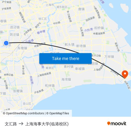 文汇路 to 上海海事大学(临港校区) map