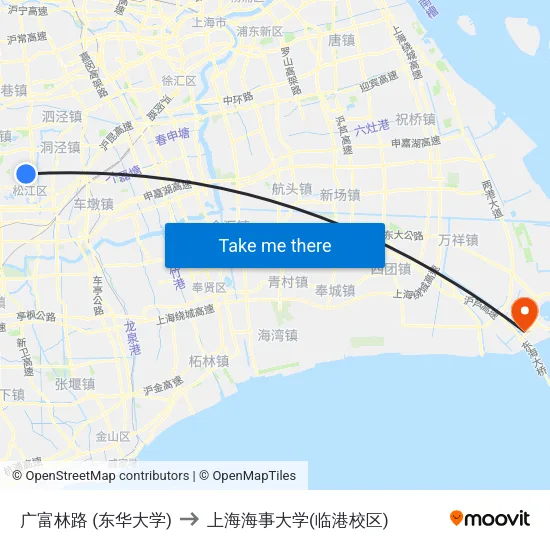 广富林路 (东华大学) to 上海海事大学(临港校区) map