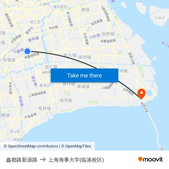 鑫都路新源路 to 上海海事大学(临港校区) map