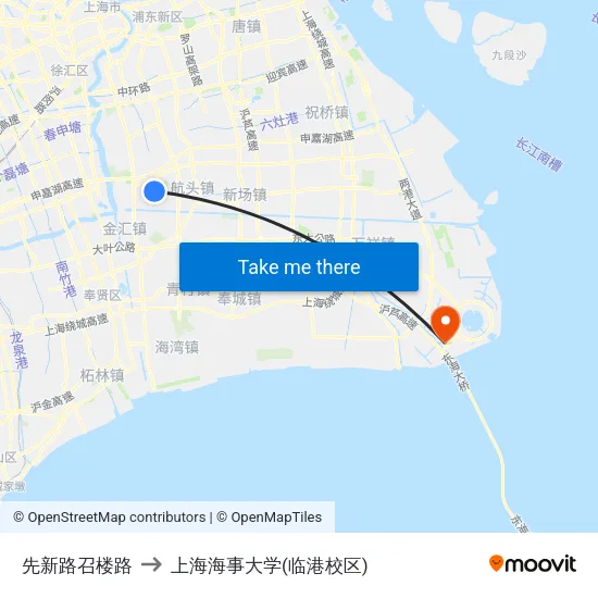 先新路召楼路 to 上海海事大学(临港校区) map