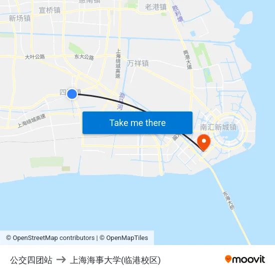 公交四团站 to 上海海事大学(临港校区) map