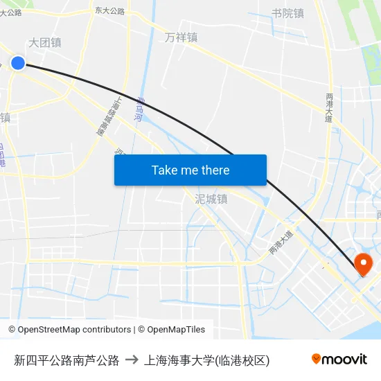 新四平公路南芦公路 to 上海海事大学(临港校区) map