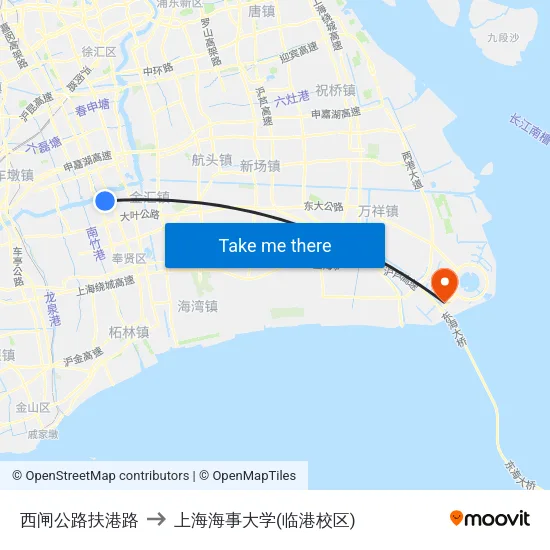 西闸公路扶港路 to 上海海事大学(临港校区) map