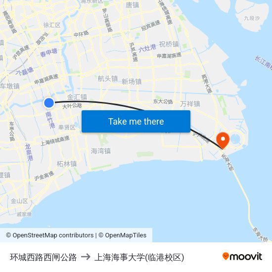环城西路西闸公路 to 上海海事大学(临港校区) map