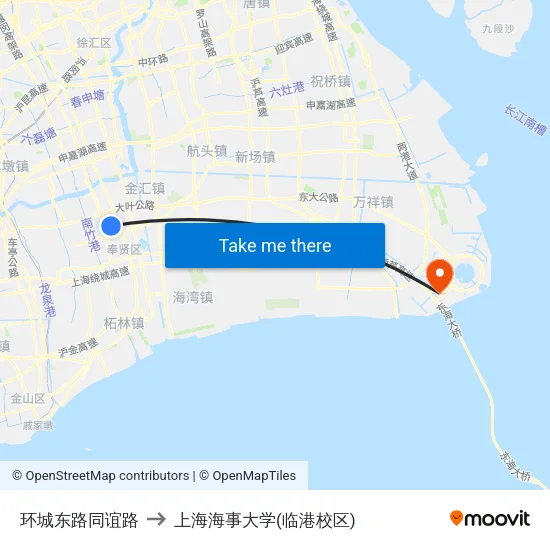 环城东路同谊路 to 上海海事大学(临港校区) map