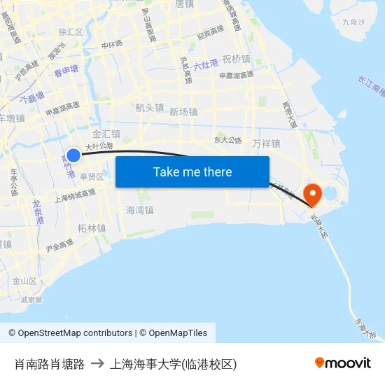 肖南路肖塘路 to 上海海事大学(临港校区) map