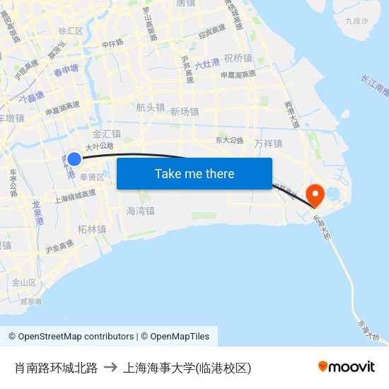 肖南路环城北路 to 上海海事大学(临港校区) map