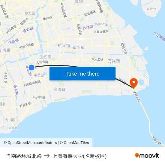 肖南路环城北路 to 上海海事大学(临港校区) map