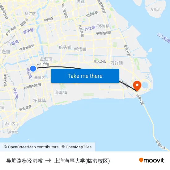 吴塘路横泾港桥 to 上海海事大学(临港校区) map