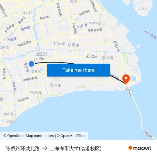 陈桥路环城北路 to 上海海事大学(临港校区) map