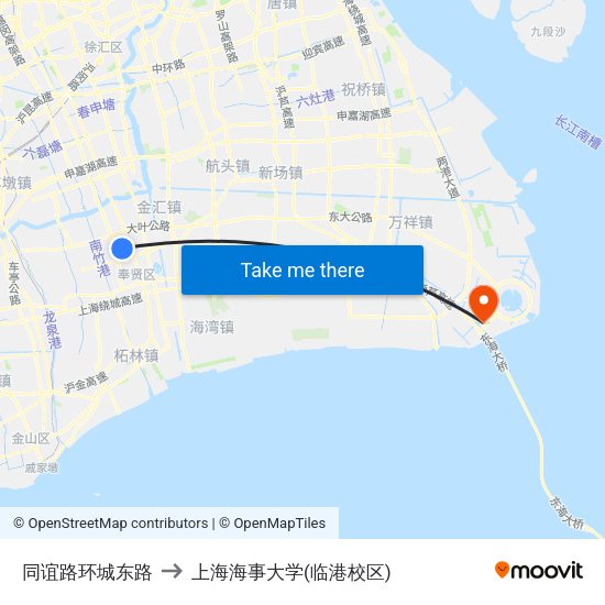同谊路环城东路 to 上海海事大学(临港校区) map