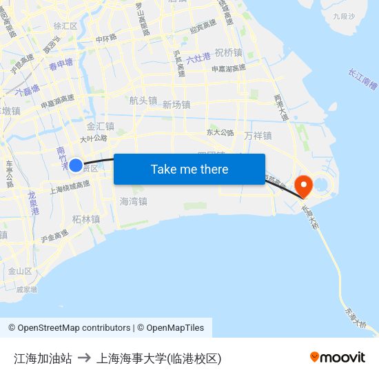江海加油站 to 上海海事大学(临港校区) map