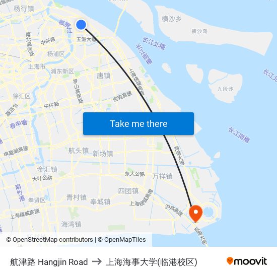 航津路 Hangjin Road to 上海海事大学(临港校区) map