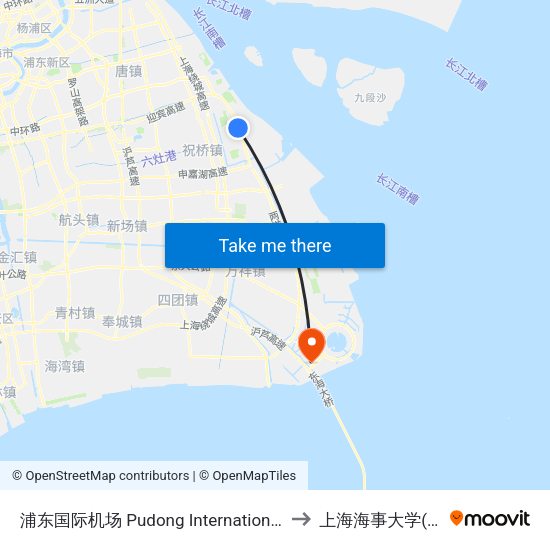 浦东国际机场 Pudong International Airport (Maglev) to 上海海事大学(临港校区) map