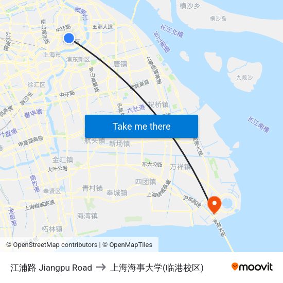 江浦路 Jiangpu Road to 上海海事大学(临港校区) map