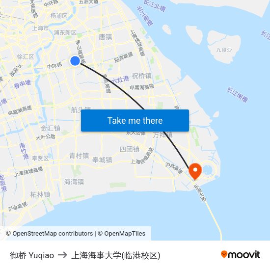 御桥 Yuqiao to 上海海事大学(临港校区) map